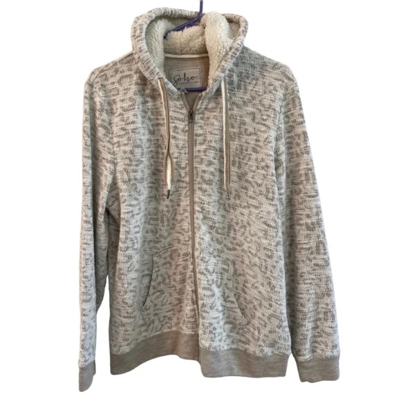 SOHO Neutral Animal Print Women’s Textured Hoodie Plus Size XXL - Picture 1 of 9